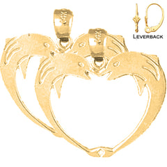 14K or 18K Gold Dolphin Heart Earrings