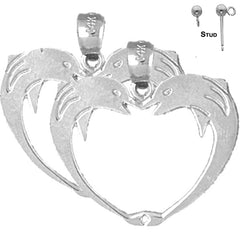 14K or 18K Gold Dolphin Heart Earrings