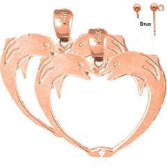 14K or 18K Gold Dolphin Heart Earrings