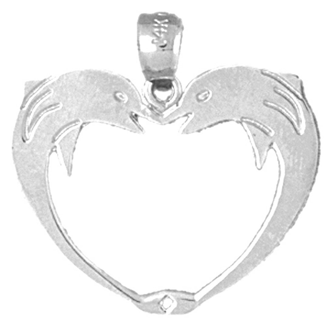 14K or 18K Gold Dolphin Heart Pendant