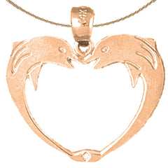 14K or 18K Gold Dolphin Heart Pendant