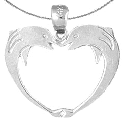 14K or 18K Gold Dolphin Heart Pendant