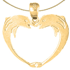 14K or 18K Gold Dolphin Heart Pendant