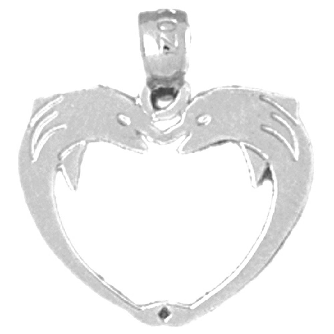 14K or 18K Gold Dolphin Heart Pendant