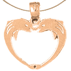 14K or 18K Gold Dolphin Heart Pendant