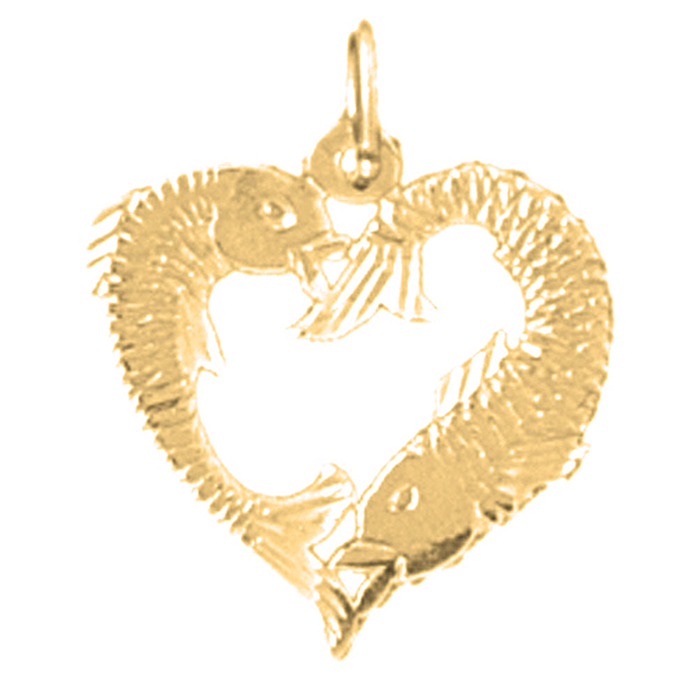 14K or 18K Gold Fish Heart Pendant