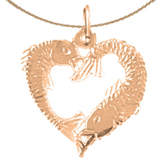 14K or 18K Gold Fish Heart Pendant