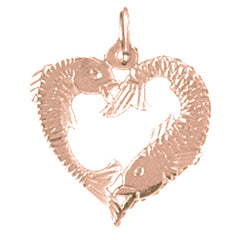 14K or 18K Gold Fish Heart Pendant