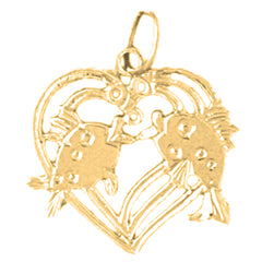14K or 18K Gold Heart With Fish Pendant