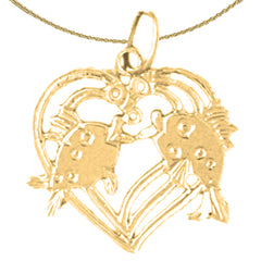 14K or 18K Gold Heart With Fish Pendant