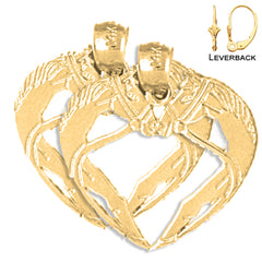Pendientes de plata de ley con forma de corazón de caballo de 22 mm (chapados en oro blanco o amarillo)