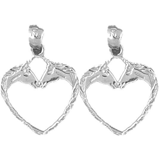 Sterling Silver 21mm Horse Heart Earrings
