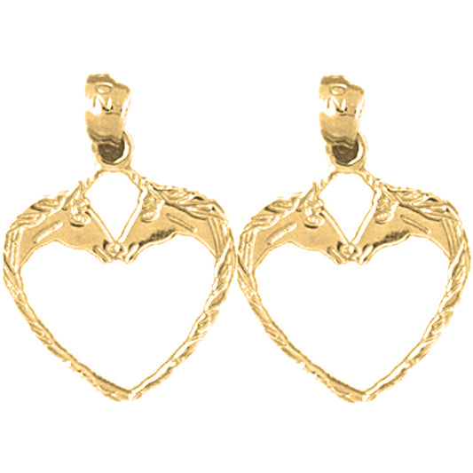 Yellow Gold-plated Silver 21mm Horse Heart Earrings