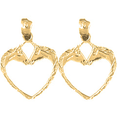 14K or 18K Gold 21mm Horse Heart Earrings