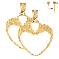 Sterling Silver 27mm Unicorn Heart Earrings (White or Yellow Gold Plated)