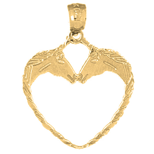 14K or 18K Gold Unicorn Heart Pendant