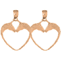 14K or 18K Gold 27mm Unicorn Heart Earrings