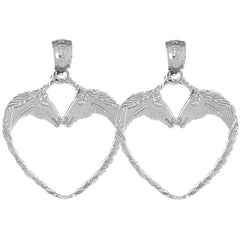 Sterling Silver 27mm Unicorn Heart Earrings