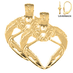 14K or 18K Gold Unicorn Heart Earrings