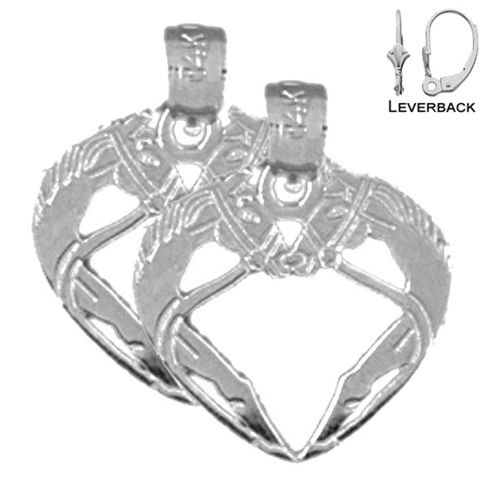 18 mm große Einhorn-Herzohrringe aus Sterlingsilber (weiß- oder gelbvergoldet)