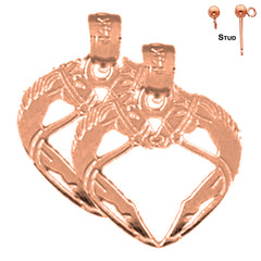 Pendientes de corazón de unicornio de 18 mm de oro de 14 quilates o 18 quilates