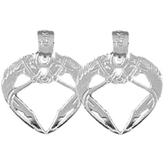 Sterling Silver 18mm Unicorn Heart Earrings