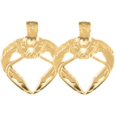 Yellow Gold-plated Silver 18mm Unicorn Heart Earrings