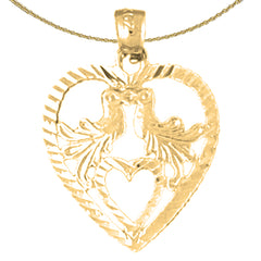 14K or 18K Gold Heart With Lovebirds Pendant