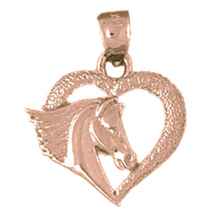 14K or 18K Gold Heart With Horse Pendant