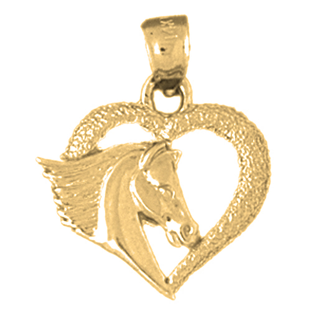 14K or 18K Gold Heart With Horse Pendant