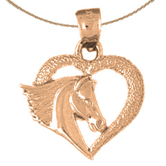 14K or 18K Gold Heart With Horse Pendant