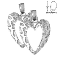 Sterling Silver 27mm Heart Earrings (White or Yellow Gold Plated)