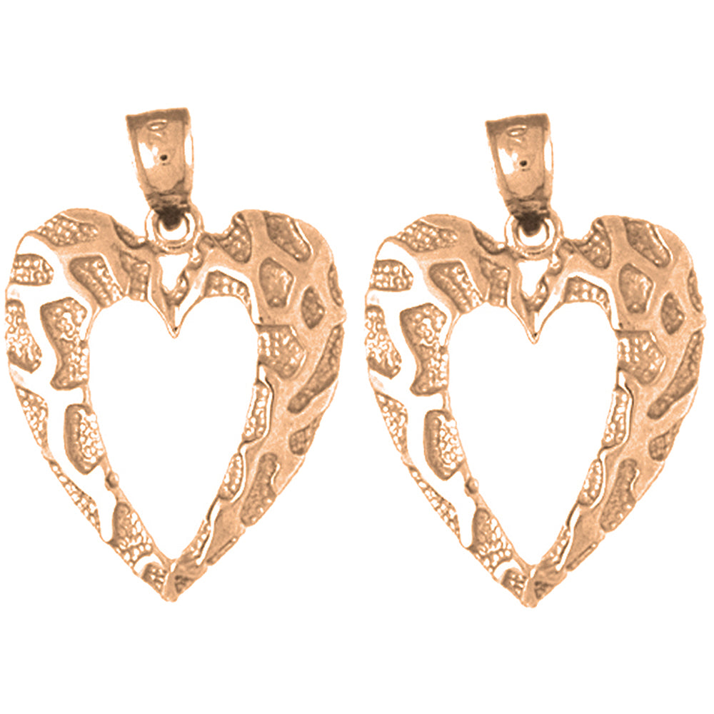 14K or 18K Gold 27mm Heart Earrings