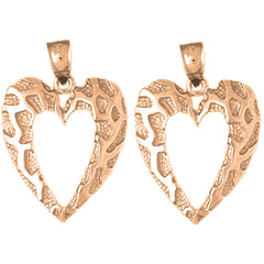 14K or 18K Gold 27mm Heart Earrings