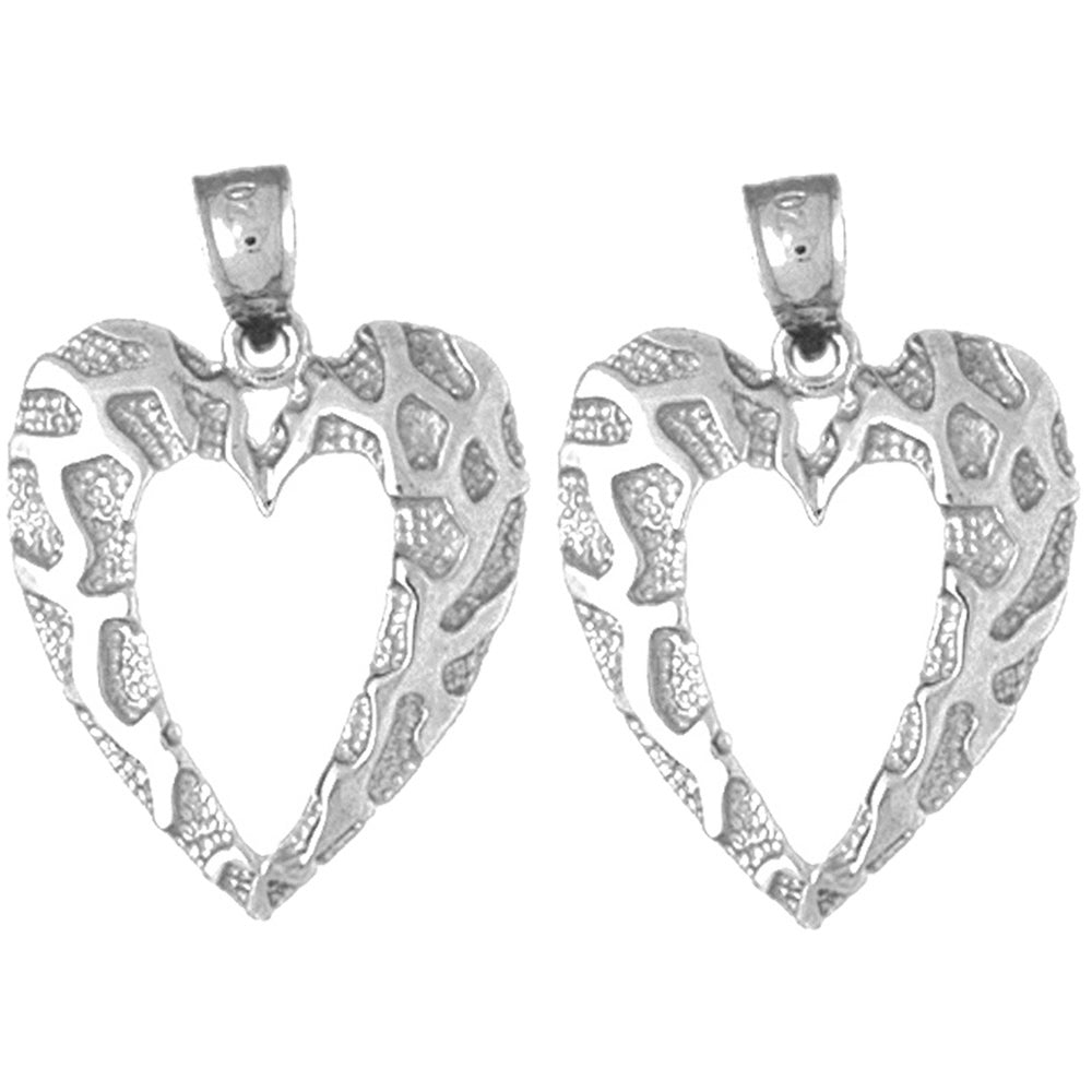 Sterling Silver 27mm Heart Earrings