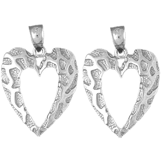 Sterling Silver 27mm Heart Earrings