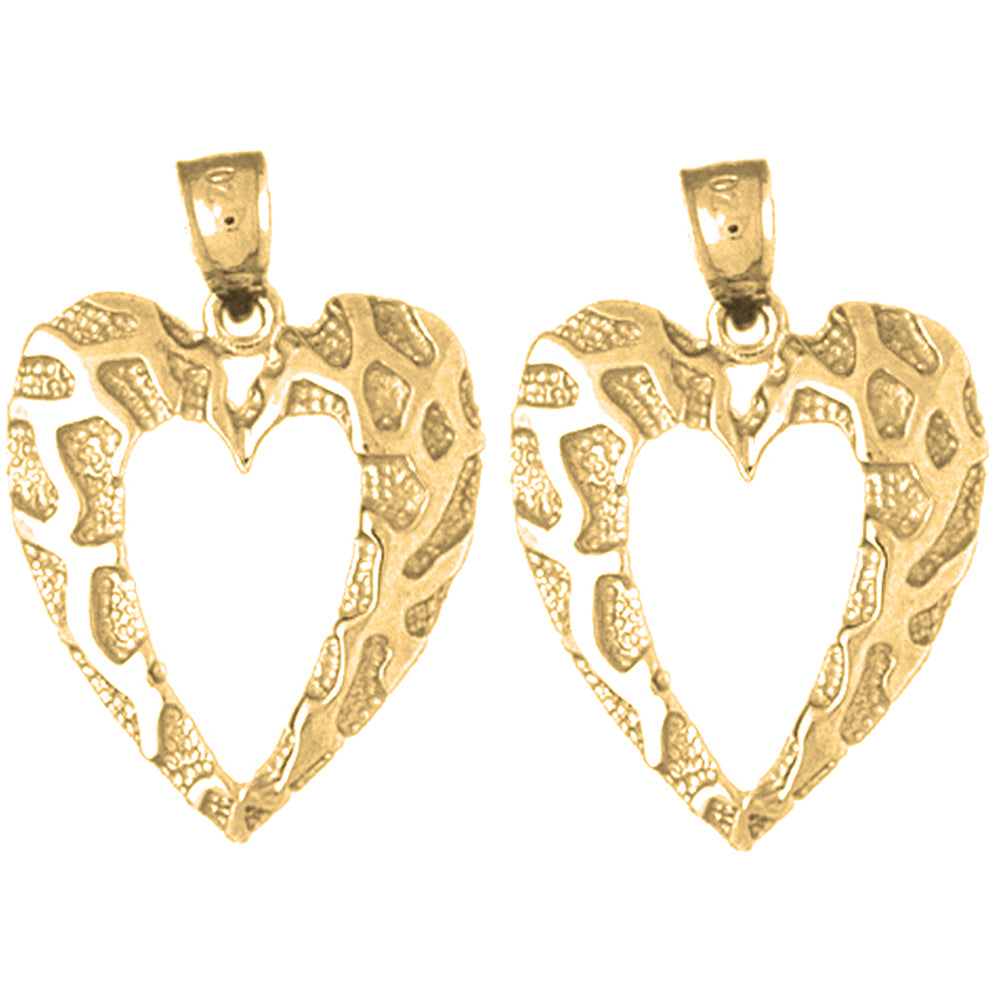 Yellow Gold-plated Silver 27mm Heart Earrings