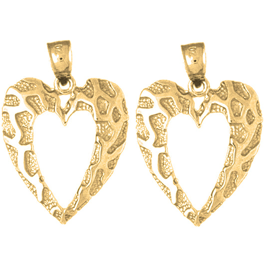 Yellow Gold-plated Silver 27mm Heart Earrings