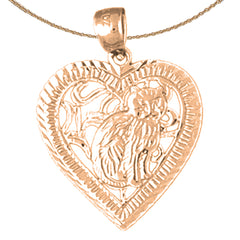 14K or 18K Gold Heart With Cat Pendant