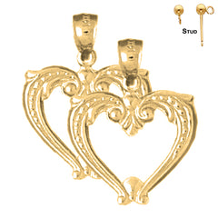 Pendientes de plata de ley con forma de corazón de delfín de 23 mm (chapados en oro blanco o amarillo)