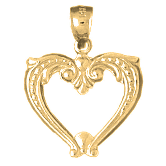 14K or 18K Gold Dolphin Heart Pendant