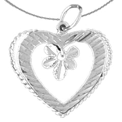 14K or 18K Gold Heart With Flower Pendant