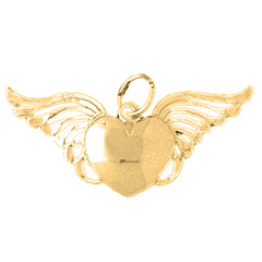 14K or 18K Gold Heart With Wings Pendant