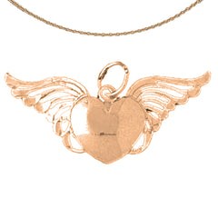 14K or 18K Gold Heart With Wings Pendant