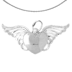 14K or 18K Gold Heart With Wings Pendant