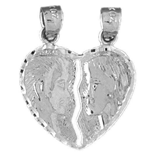 10K, 14K or 18K Gold Heart With Angels Pendant