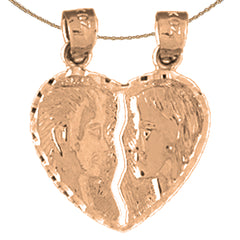 10K, 14K or 18K Gold Heart With Angels Pendant