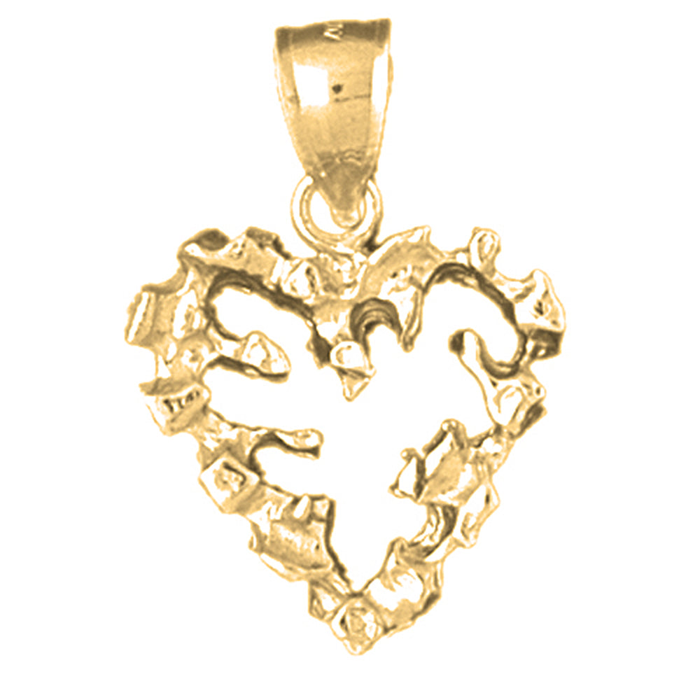 10K, 14K or 18K Gold Nugget Heart Pendant