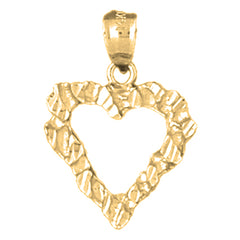 14K or 18K Gold Nugget Heart Pendant