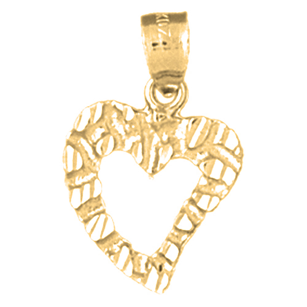 14K or 18K Gold Nugget Heart Pendant